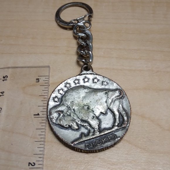 BUFFALO NICKEL/INDIAN HEAD KEYCHAIN - Picture 1 of 3